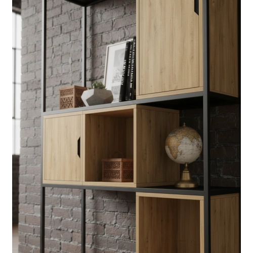 REGAŁ NA KSIĄŻKI METALOWE DREWNO LITE DĄB JESION OLCHA RNK-107